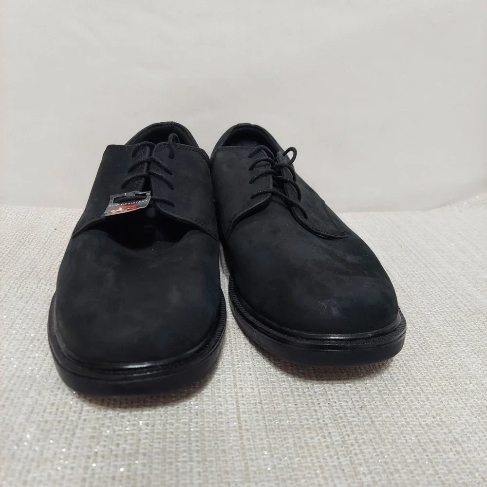 Nunn‎ Bush Mens 84153-006 Black Leather Slip Resistant Oxford Shoes 10W Wide